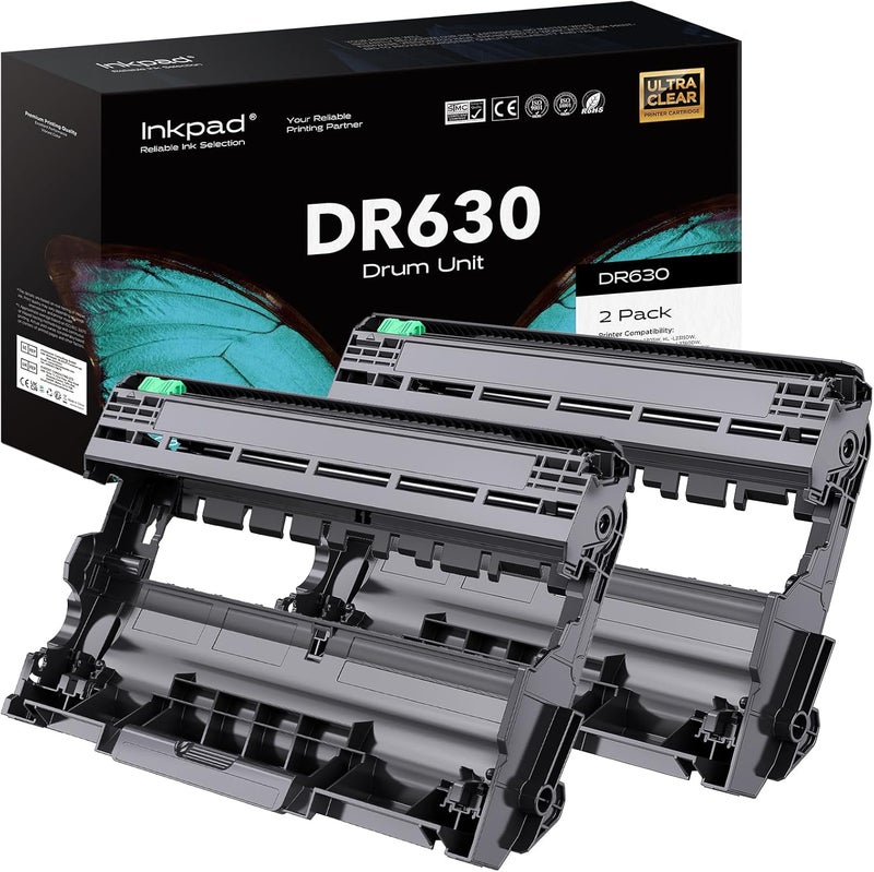 iNKPAD DR630 Drum Replacement for Brother DR-630 DR630 Compatible with MFC-L2700dw MFC-L2705DW HL-L2300D HL-L2340DW HL-L2360DW HL-L2380DW DCP-L2520DW DCP-L2540DW Printer (2 Black, Not Toner) - Image 1